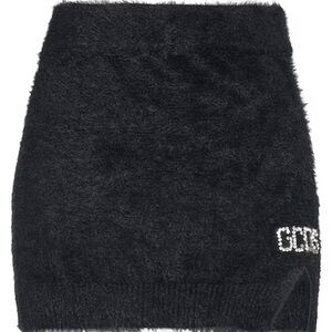 GCDS Chic Black Fuzzy Mohair  Mini Skirt SzL
